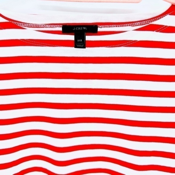 J. Crew red striped 3/4 sleeve boat neck tee classic minimalist preppy size XXS - Picture 9 of 14